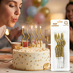 Gold Gilded Curvy Cake Candle Set (4-Piece) - 12 cm - 1