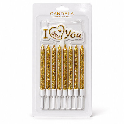 Gold Glitter Cake Candle Set – With 