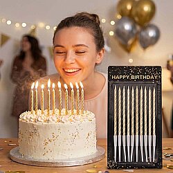 Gold Glitter Curly Candles - 1