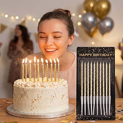 Gold Glitter Curly Candles - 1