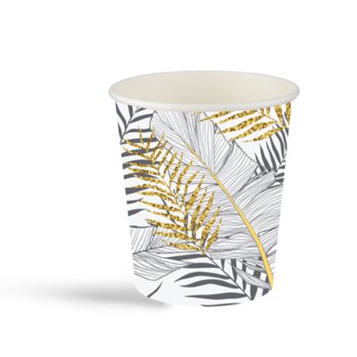 Gold Glitter Leaves White Paper Cups - 1