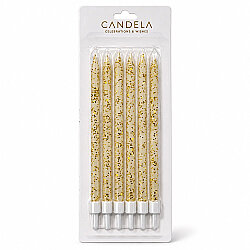Gold Glitter White Cake Candle Set - 15 cm (6 Pieces) - Kikajoy