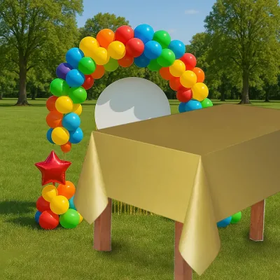 Gold Plastic Table Cover - 1