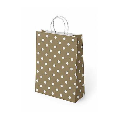 Gold Polka Dot Paper Bags with Twisted Handles - 1