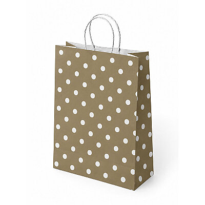 Gold Polka Dot Paper Bags with Twisted Handles - 1