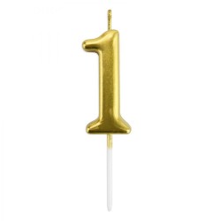 Gold Stick Numeral Candles 7cm No: 1 - (1)