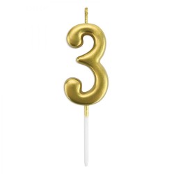 Gold Stick Numeral Candles 7cm No: 3 - (1)