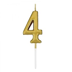 Gold Stick Numeral Candles 7cm No: 4 - (1)