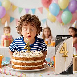 Gold Stick Numeral Candles 7cm No: 4 - 