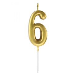 Gold Stick Numeral Candles 7cm No: 6 - (1)