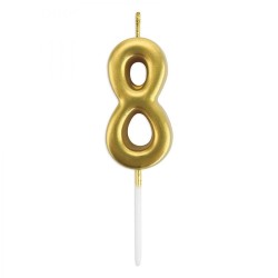 Gold Stick Numeral Candles 7cm No: 8 - (1)