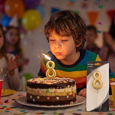 Gold Stick Numeral Candles 7cm No: 8 - 1