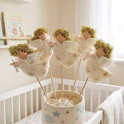 Golden Angel Stick Decorations – Set of 5 - 2