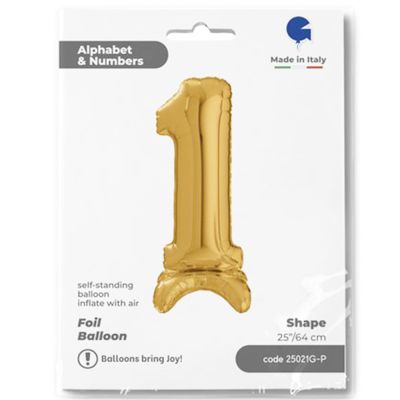1 Rakam Altın Stands Up Grabo Folyo Balon 25