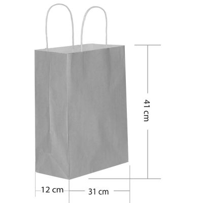 Gümüş Büküm Saplı Kraft Çanta 31x41cm - 2