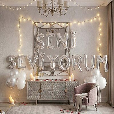 Gümüş Seni Seviyorum Banner Folyo Balon - 1