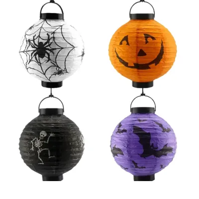 Halloween Işıklı Kağıt Fener 20cm - 2
