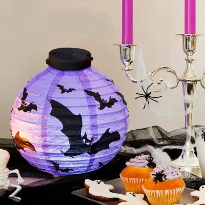 Halloween Işıklı Kağıt Fener 20cm - 1