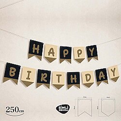 Happy Birthday Banner – Black & Gold Glitter Party Garland Decoration - 2