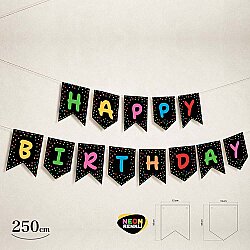 Happy Birthday Fosforlu Turuncu Harf Afiş - 2