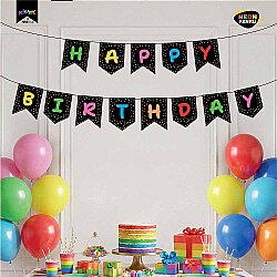 Happy Birthday Fosforlu Turuncu Harf Afiş - 1