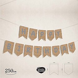 Happy Birthday Kraft Background Silver Letter Banner - 2