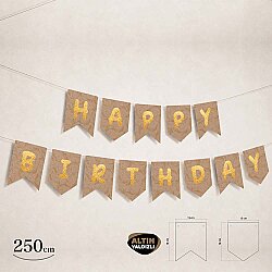 Happy Birthday Kraft Zemin Altın Harf Afiş - 2
