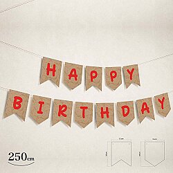 Happy Birthday Kraft Zemin Kırmızı Harf Afiş - 2