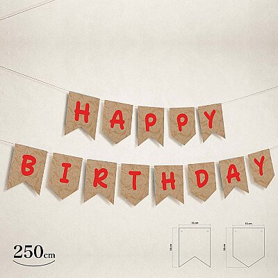 Happy Birthday Kraft Zemin Kırmızı Harf Afiş - 2