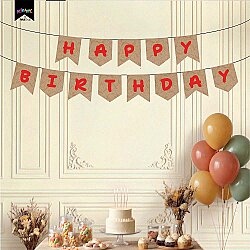 Happy Birthday Kraft Zemin Kırmızı Harf Afiş - 1