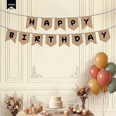 Happy Birthday Kraft Zemin Siyah Harf Afiş - 1