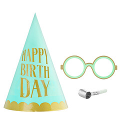 Happy Birthday Party Hat, Glasses and Blowout Set - 4