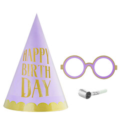 Happy Birthday Party Hat, Glasses and Blowout Set - 5