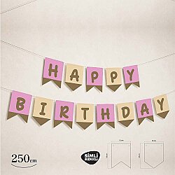 Happy Birthday Pink & Gold Glitter Banner – Party Garland Decoration - 2