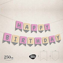 Happy Birthday Pink & Silver Glitter Banner – Party Garland Decoration - 2