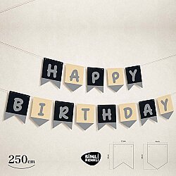 Happy Birthday Siyah Zemin Gümüş Harf Afiş - 2