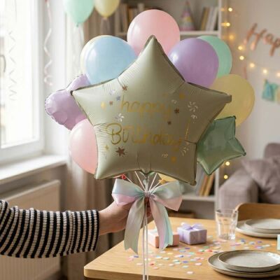 Happy Birthday Star Foil Balloon - 1