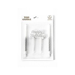 Happy Birthday Yazılı Gümüş Simli Pasta Mumu Seti - 2