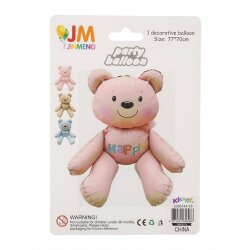 Happy Message Pink Teddy Bear Foil Balloon - Kikajoy (1)