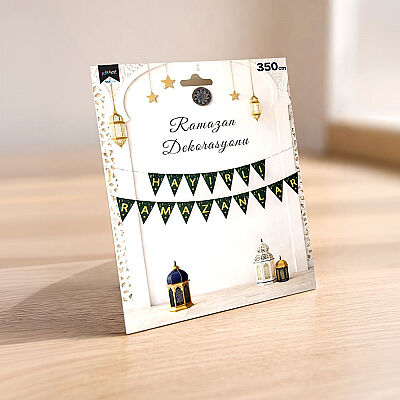 Hayırlı Ramazanlar (Blessed Ramadan) Green Triangle Letter Banner - 350 cm - 2