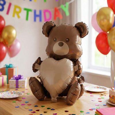 Heart-Holding Teddy Bear Balloon - 1