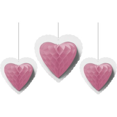 Heart Paper Honeycomb Balls - 3 pcs - 2