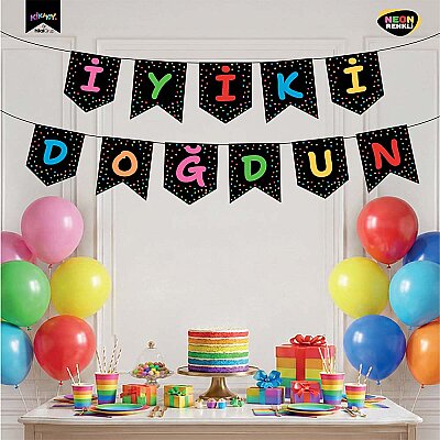 İyi ki Doğdun Fosforlu Turuncu Harf Afiş - 1