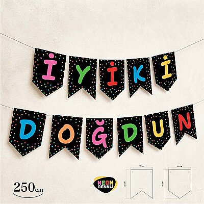 İyi ki Doğdun Fosforlu Turuncu Harf Afiş - 2