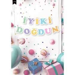 İyi ki doğdun Harf Afiş -Makaron Renkler- - Kikajoy