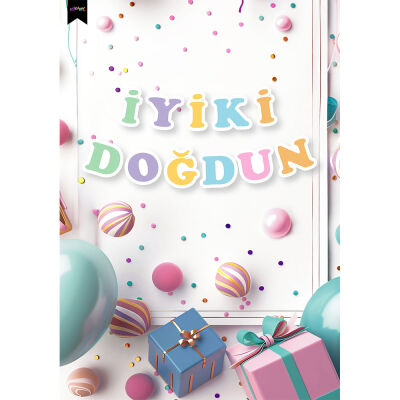 İyi ki doğdun Harf Afiş -Makaron Renkler- - 1
