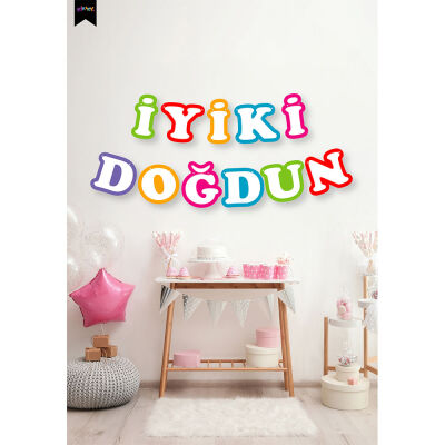 İyi ki Doğdun Harf Afiş -Rainbow Renkler- - 1