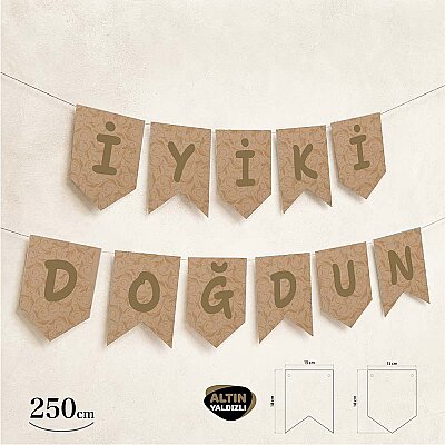 İyi ki Doğdun Kraft Zemin Altın Harf Afiş - 2