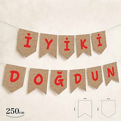 İyi ki Doğdun Kraft Zemin Kırmızı Harf Afiş - 2