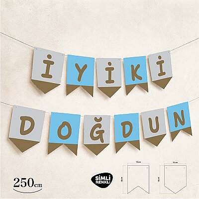 İyi ki Doğdun Mavi Zemin Altın Harf Afiş - 2
